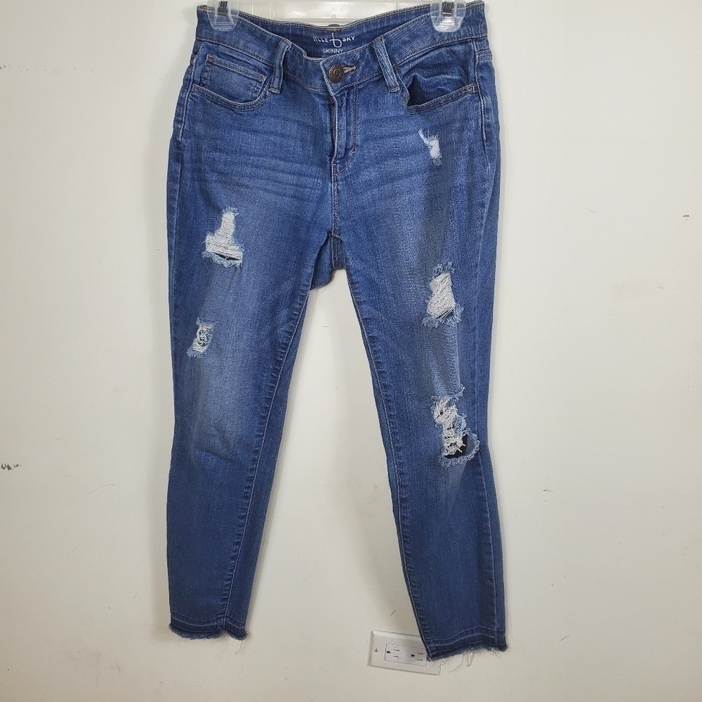 Belle + Sky Skinny Distressed Jeans Blue Color Size 4 Cotton